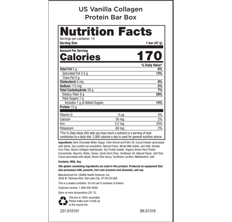 Decaden Vanilla Collagen Protein Bar Nutrition Facts